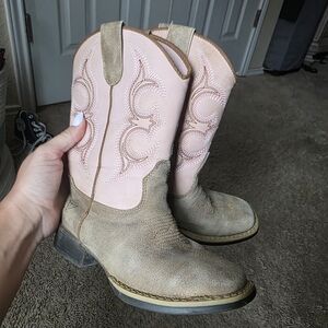 Twister Pink and Tan Kids Boots